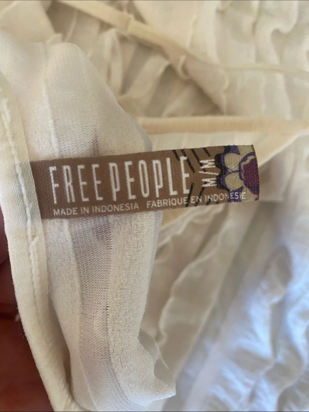 Free People Y2K Cream Ruffle Slip Mini Dress with Adjustable Straps